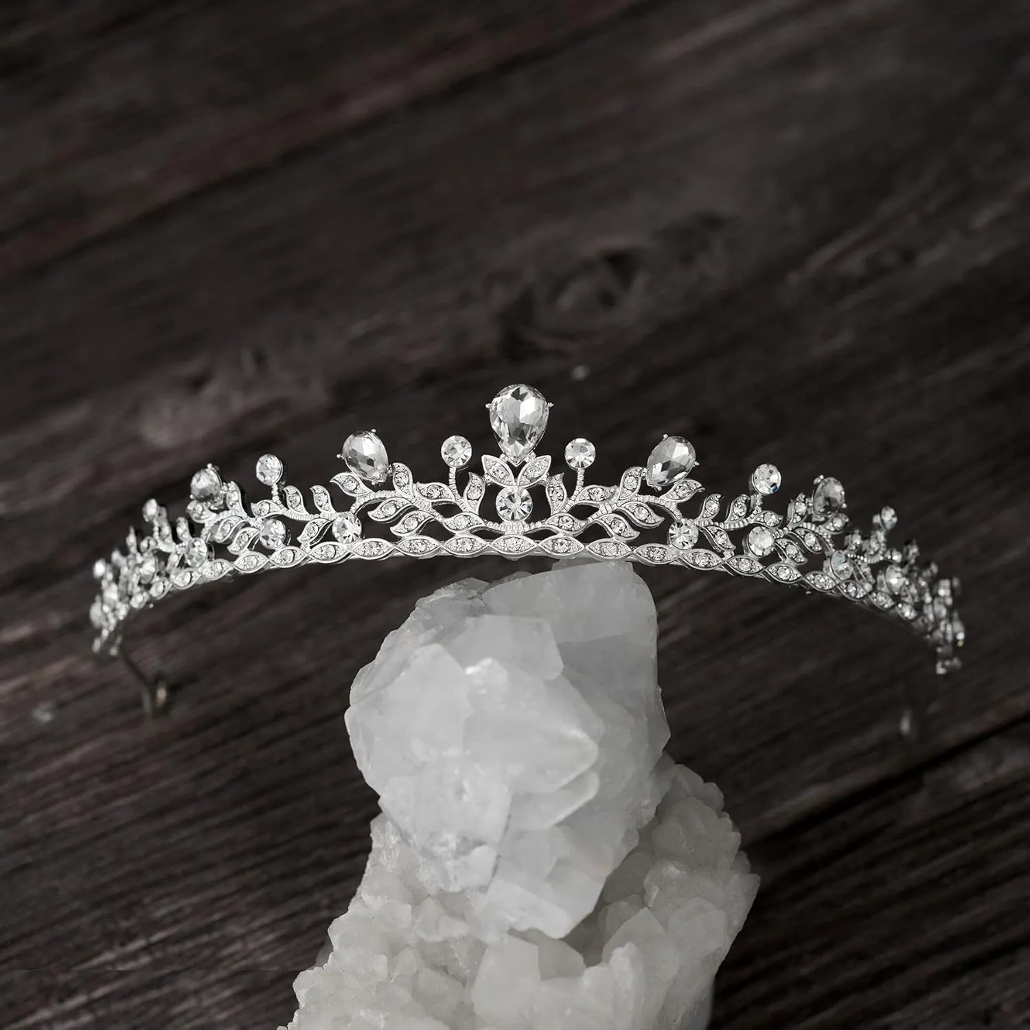 SWEETV Crystal Wedding Tiara for Bride & Flower Girls - Princess Tiara Headband Pageant Crown, Bridal Hair Jewelry for Women and Girls, Silver