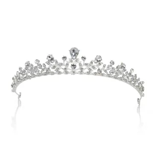 SWEETV Crystal Wedding Tiara for Bride & Flower Girls - Princess Tiara Headband Pageant Crown, Bridal Hair Jewelry for Women and Girls, Silver