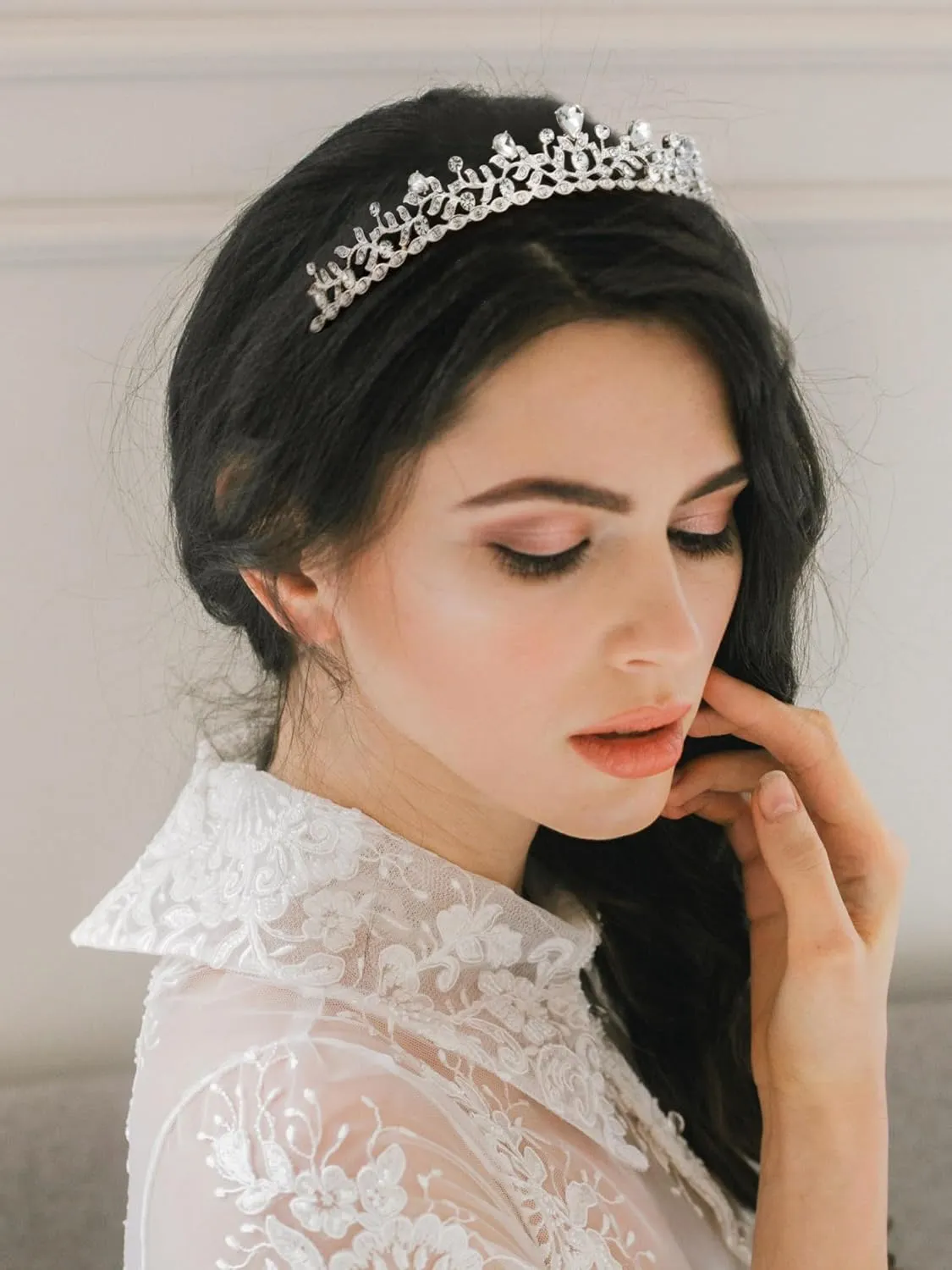 SWEETV Crystal Wedding Tiara for Bride & Flower Girls - Princess Tiara Headband Pageant Crown, Bridal Hair Jewelry for Women and Girls, Silver