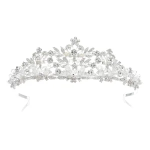 SWEETV Wedding Tiara for Bride,Fairytale Princess Crown for Women Girls, Bridal Pageant Tiara Headband, Rhinestone Prom Party Hats,Silver Clear
