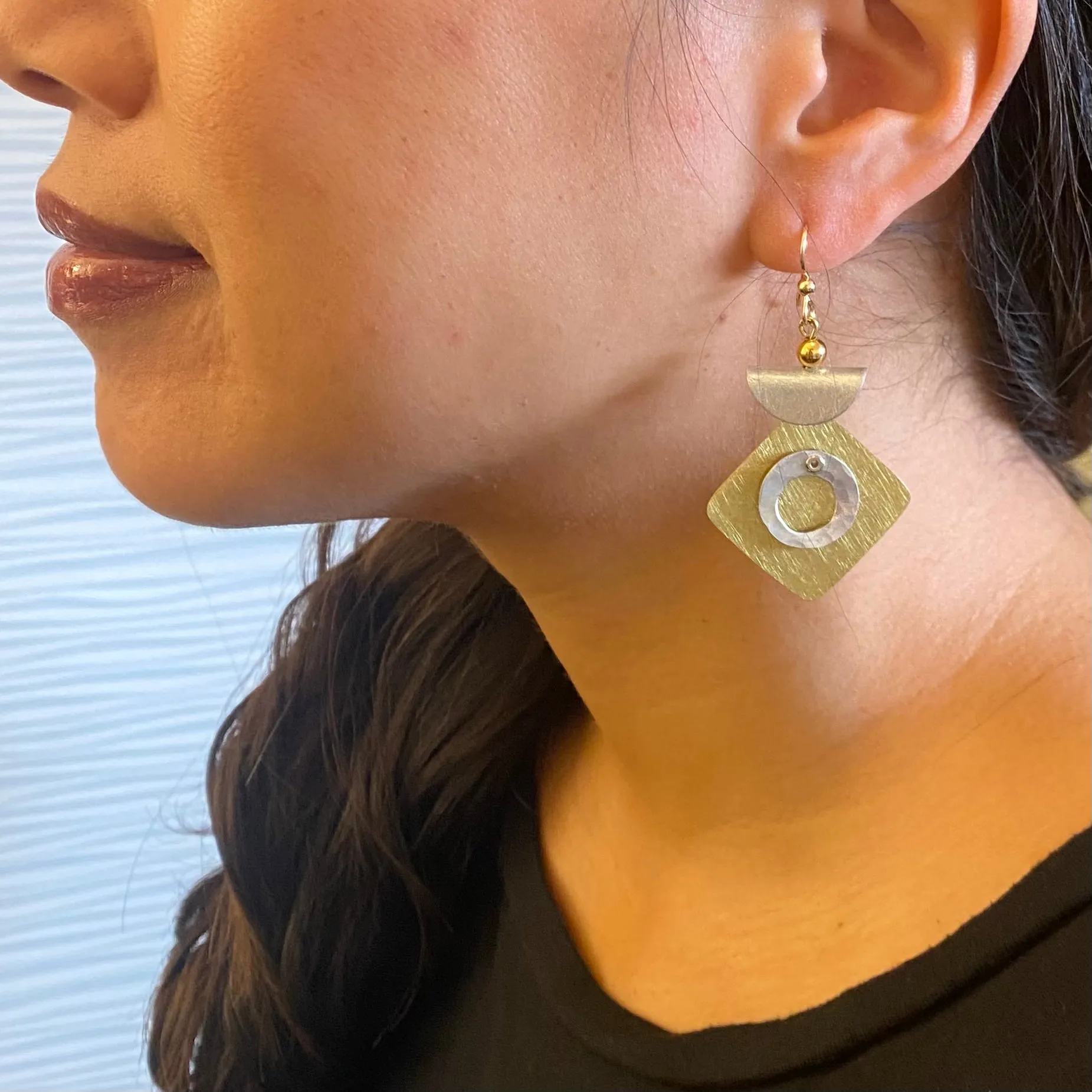 SWING Popular Mixed Metal Dangle Earrings with Metal Options from the SCULPTURAL Collection