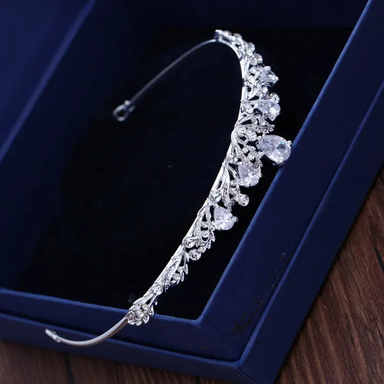 T-1453 Simple Sparkling Zircon Bridal Tiara
