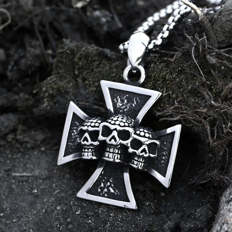 Titanium Steel Skull Pendant for Men - Bold Punk Jewelry Accessory from Europe and the USA
