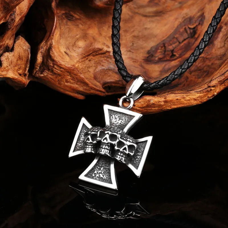 Titanium Steel Skull Pendant for Men - Bold Punk Jewelry Accessory from Europe and the USA