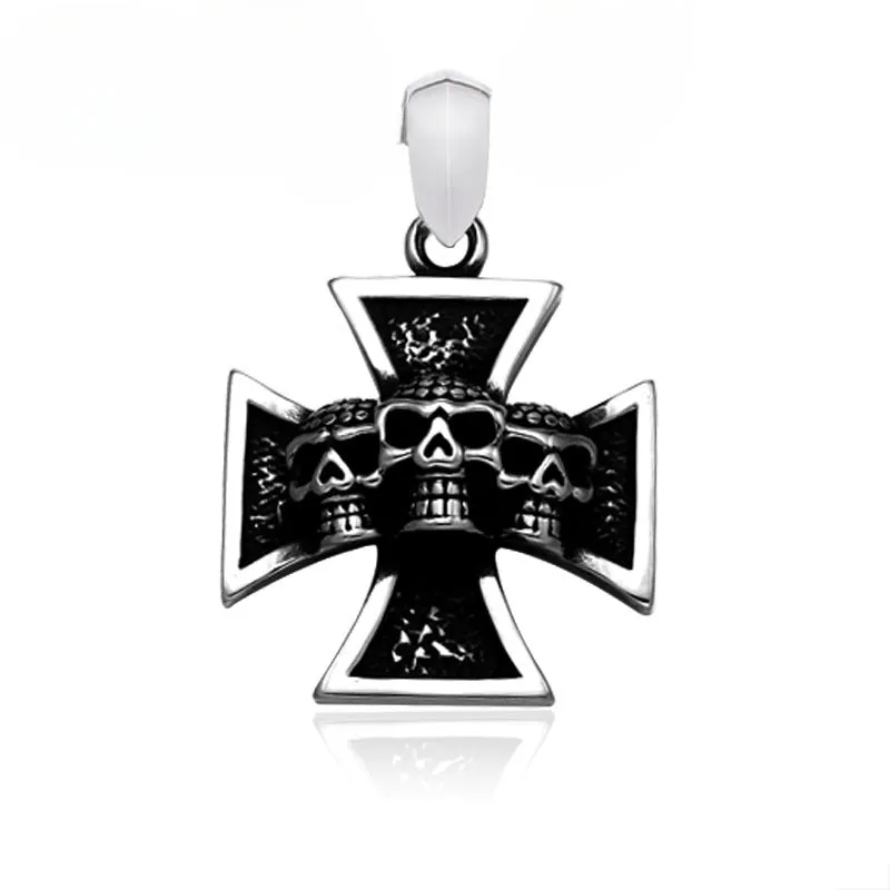 Titanium Steel Skull Pendant for Men - Bold Punk Jewelry Accessory from Europe and the USA