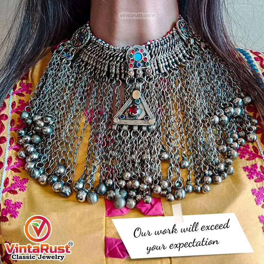 Traditional Kuchi Choker Necklace With Silver Bells