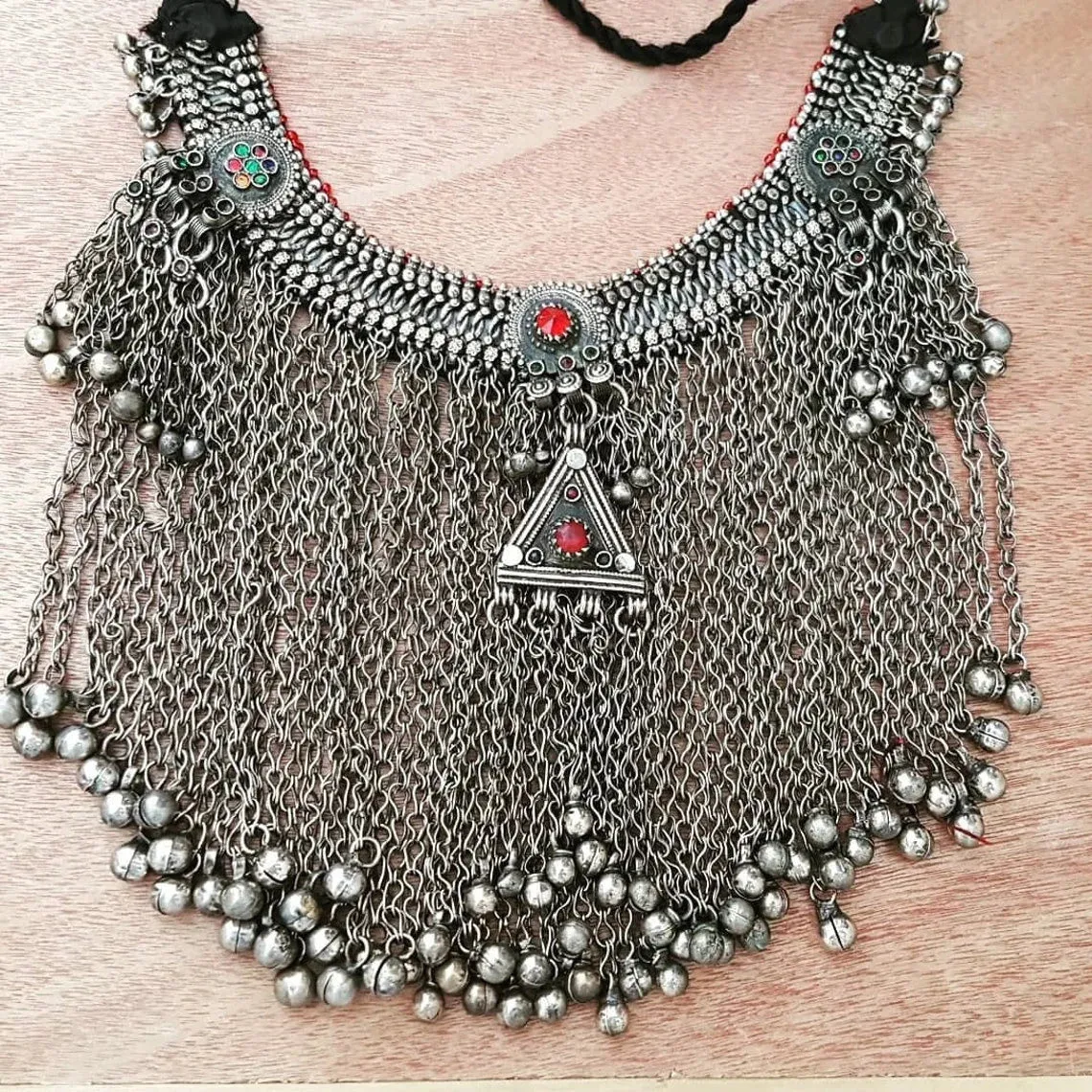 Traditional Kuchi Choker Necklace With Silver Bells