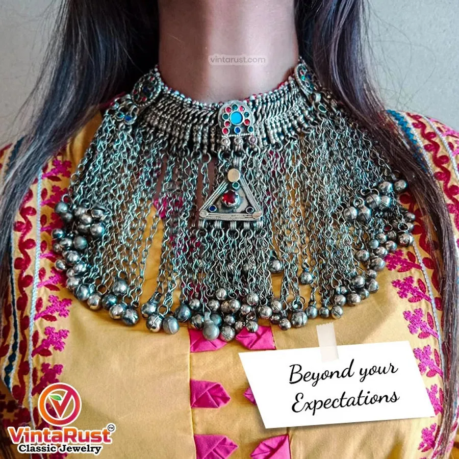 Traditional Kuchi Choker Necklace With Silver Bells