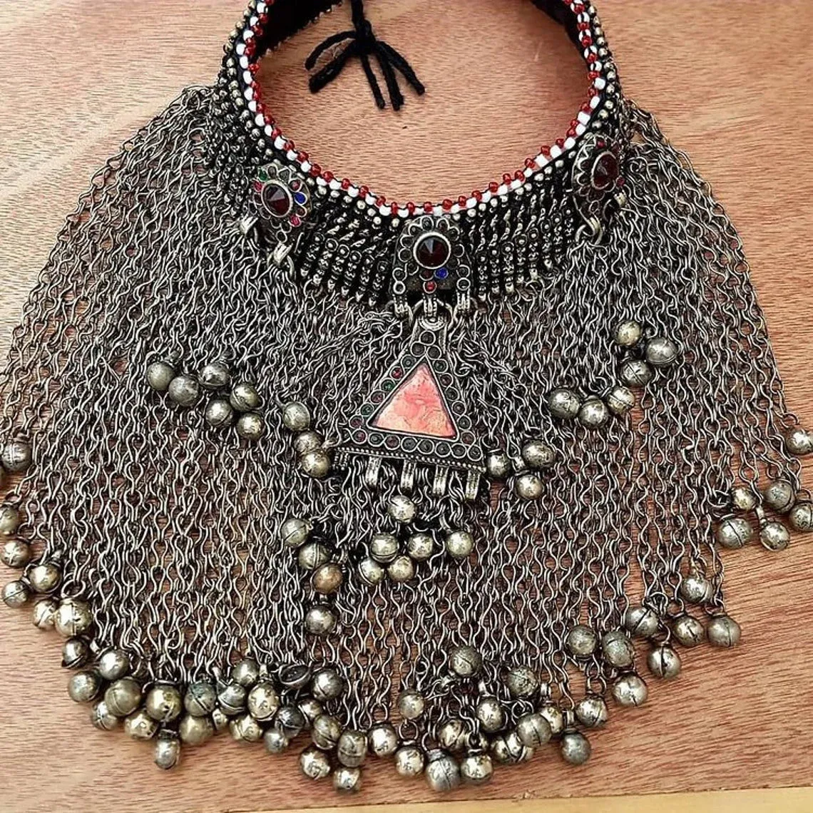Traditional Kuchi Choker Necklace With Silver Bells