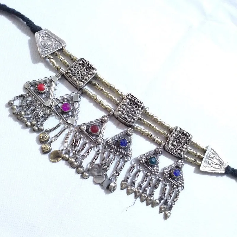 Tribal Vintage Kuchi Dangling Six Pendants Choker