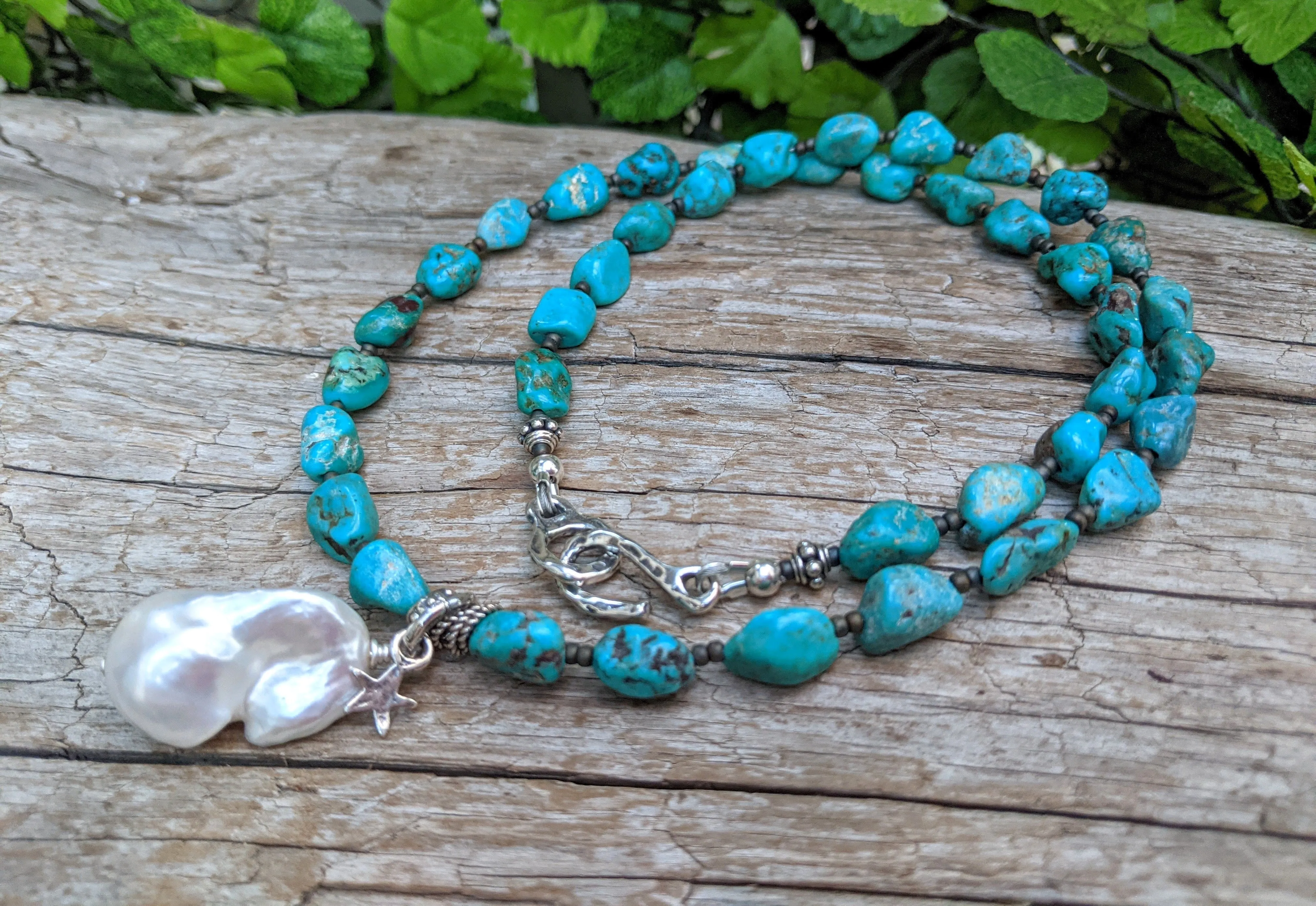 Turquoise & Baroque Pearl Necklace
