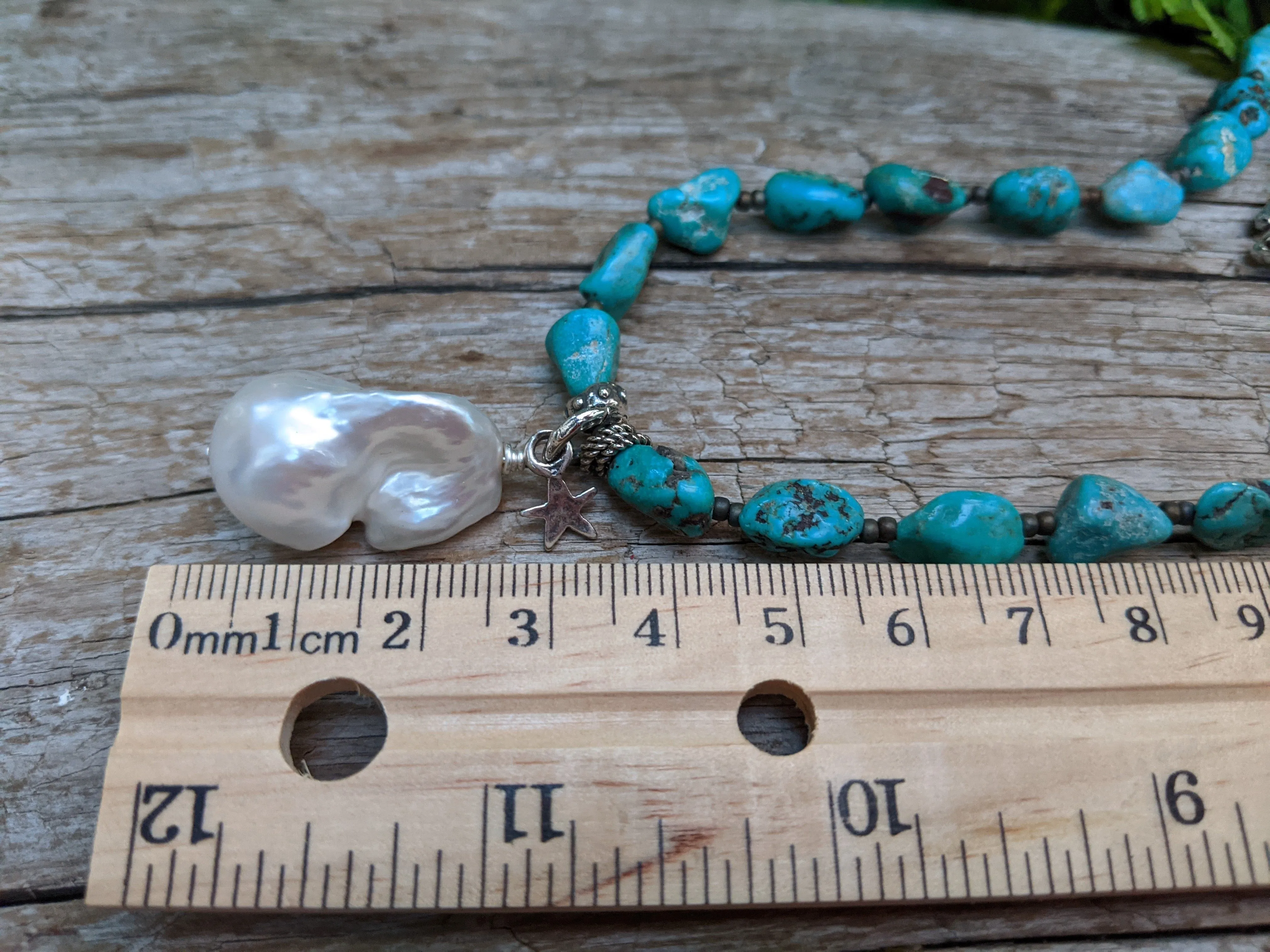 Turquoise & Baroque Pearl Necklace