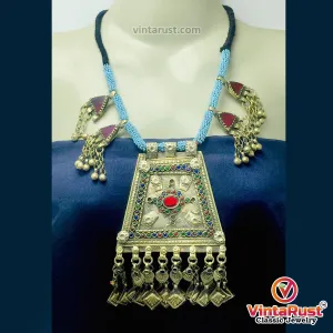 Turquoise Beaded Chain Pendant Necklace