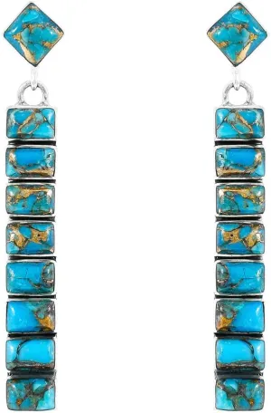 Turquoise Earrings 925 Sterling Silver & Genuine Gemstones (Choose Color)