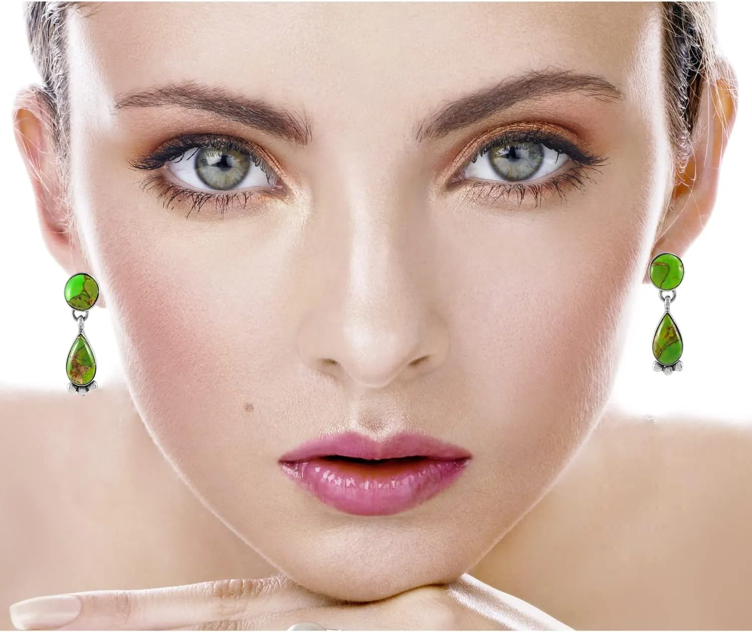 Turquoise Earrings 925 Sterling Silver & Genuine Gemstones (Choose Color)