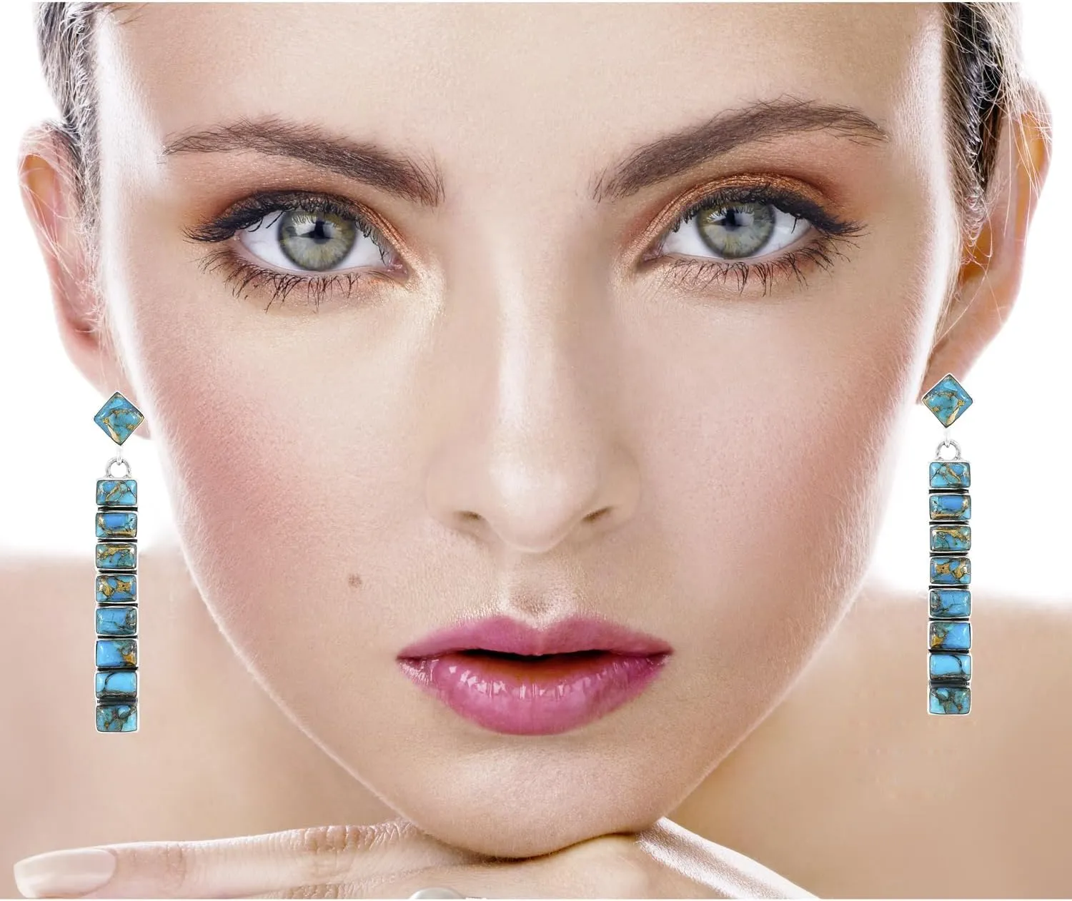 Turquoise Earrings 925 Sterling Silver & Genuine Gemstones (Choose Color)