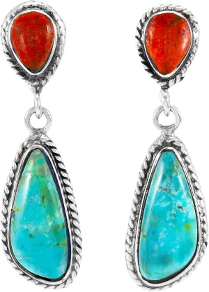 Turquoise Earrings 925 Sterling Silver & Genuine Gemstones
