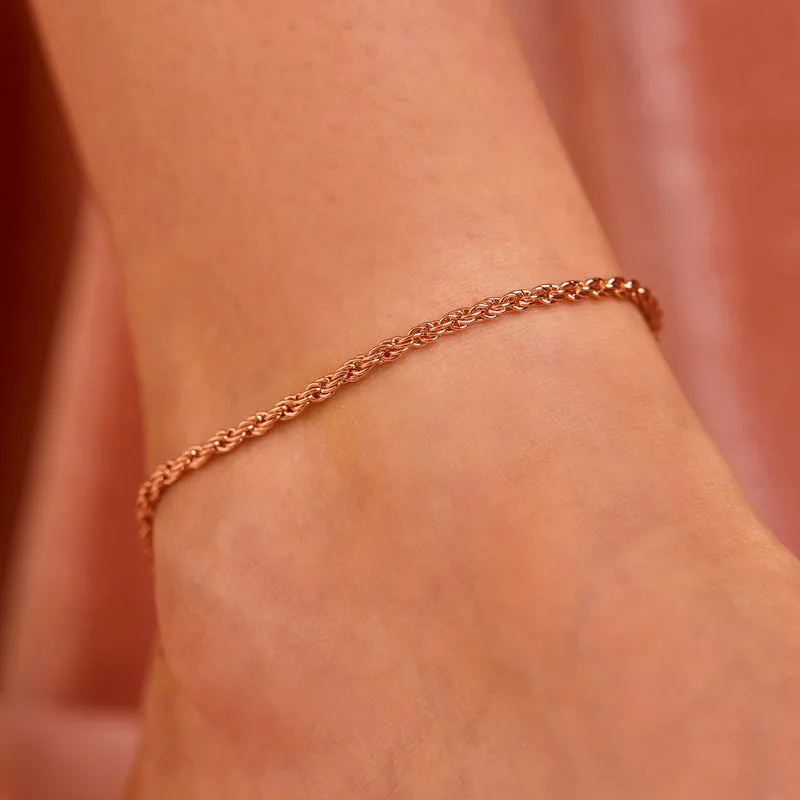 Twisted Rope Chain Rose Gold Anklet