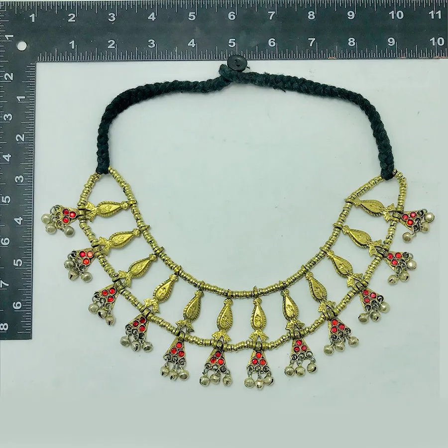 Unique Stylish Golden Tone Tribal Choker Necklace