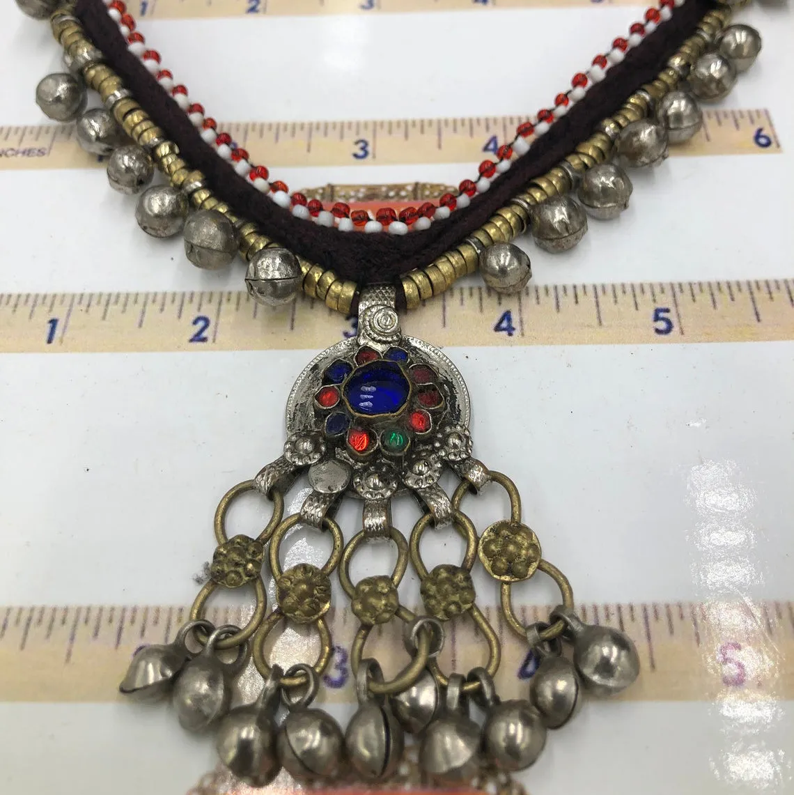 Vintage Afghan Dangling Bells Pendant Necklace