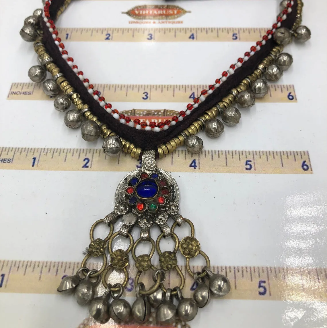 Vintage Afghan Dangling Bells Pendant Necklace