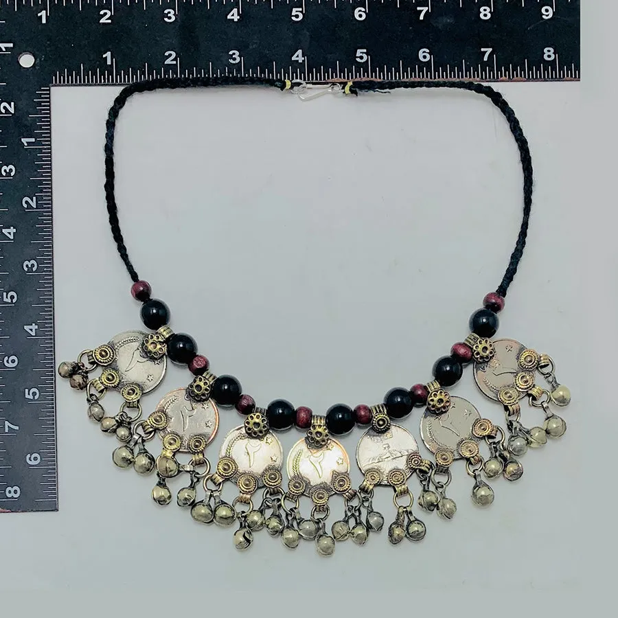 Vintage Beaded and Coins Choker Necklace