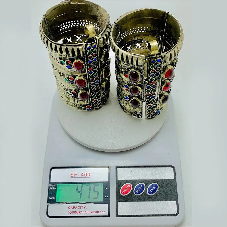 Vintage Boho Massive Cuff With Glass Stones