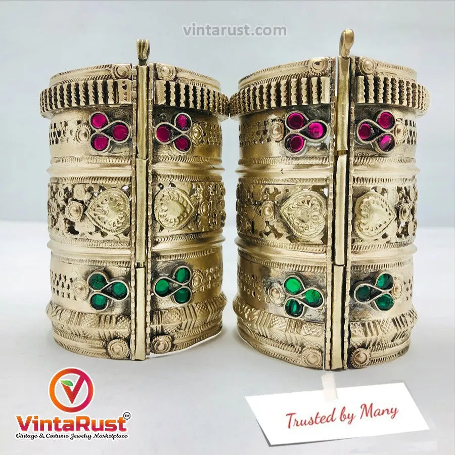 Vintage  Handmade Golden Handcuffs Bracelets
