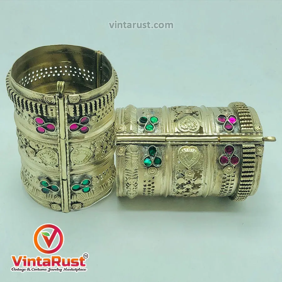 Vintage  Handmade Golden Handcuffs Bracelets