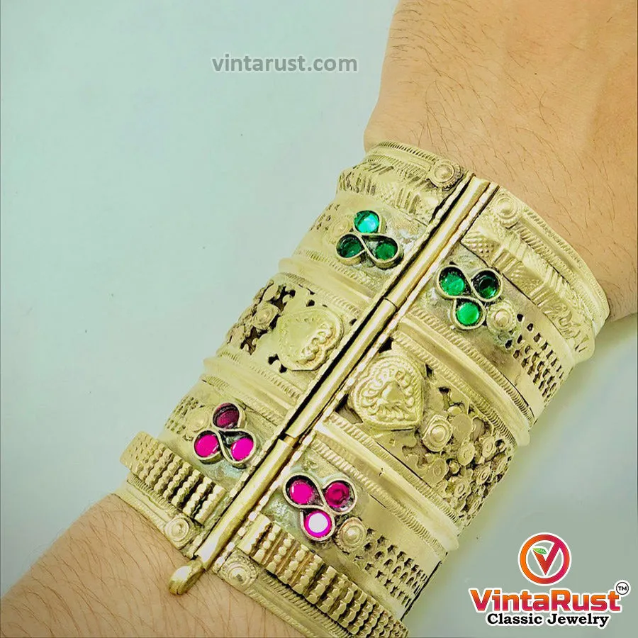Vintage  Handmade Golden Handcuffs Bracelets