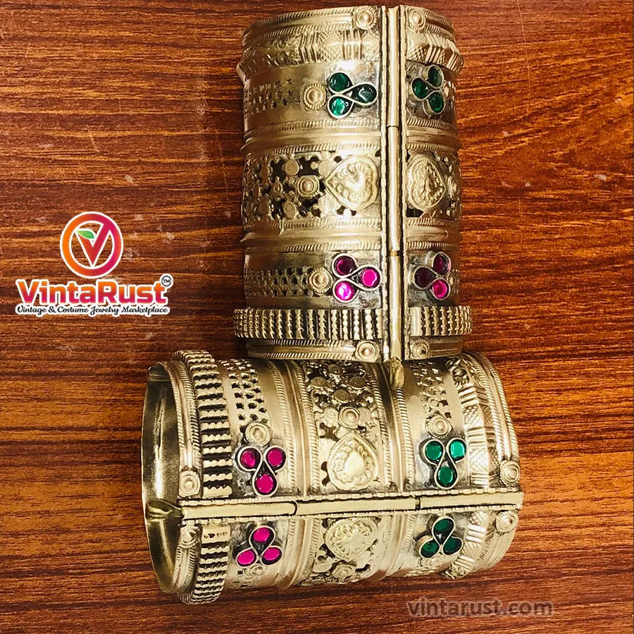 Vintage  Handmade Golden Handcuffs Bracelets