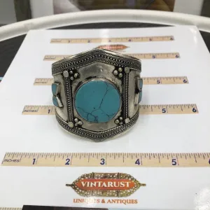 Vintage Kuchi Turquoise Stone Cuff Bracelet