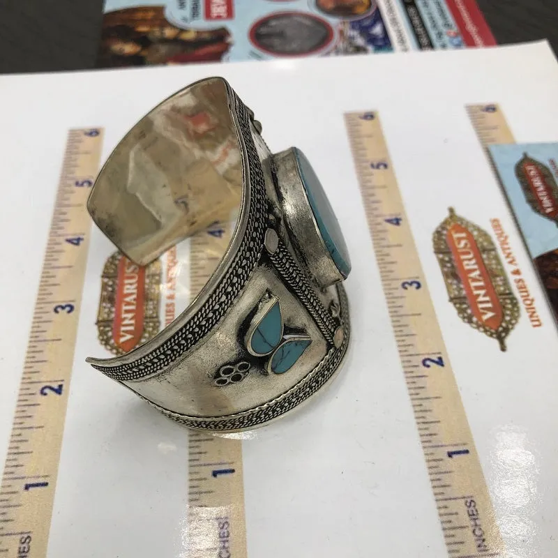 Vintage Kuchi Turquoise Stone Cuff Bracelet