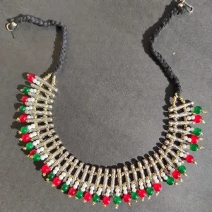Vintage Metal Spikes Choker Necklace With Beads