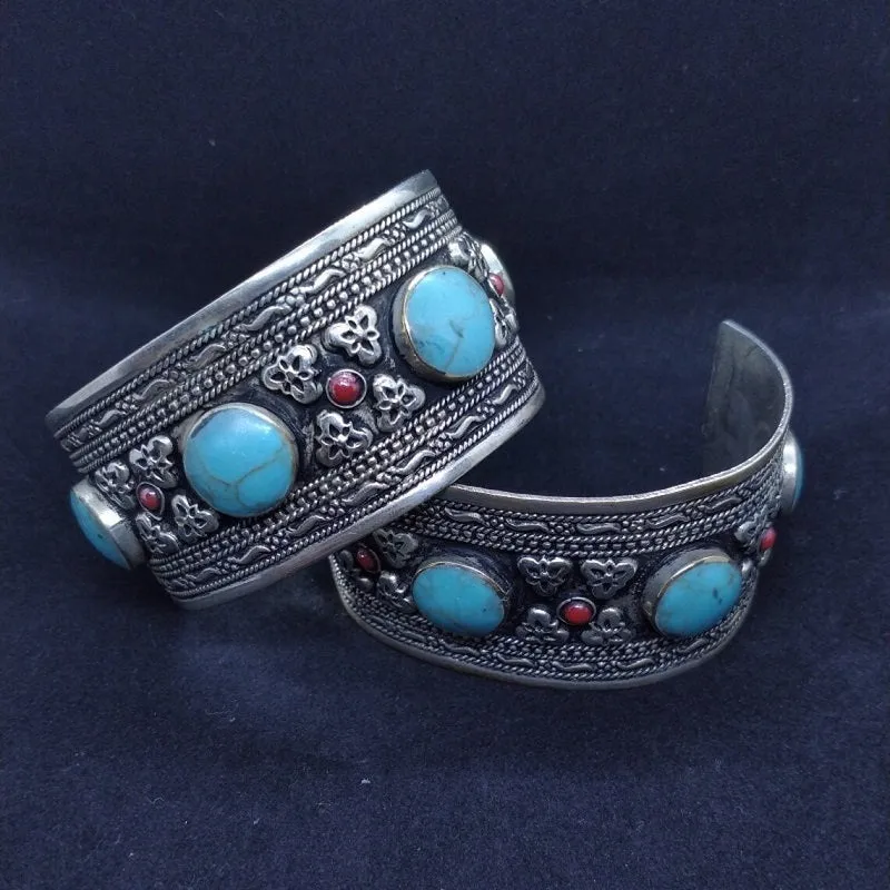 Vintage Stones and Beads Cuff Bracelets