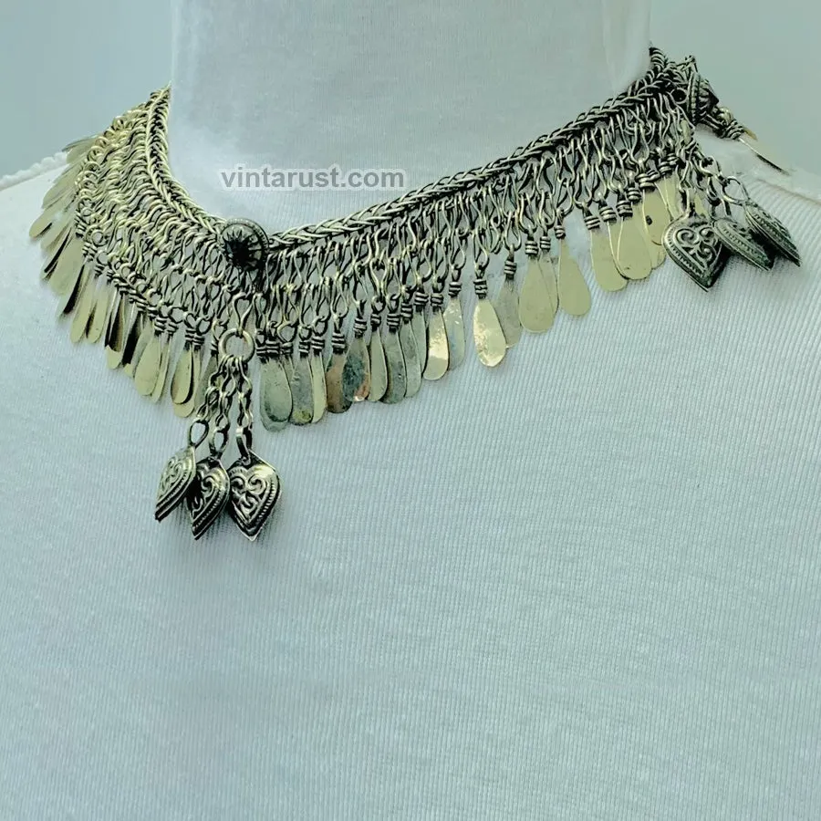 Vintage Turkmen Choker Necklace With Tassels
