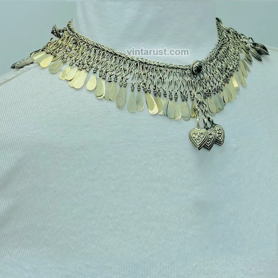 Vintage Turkmen Choker Necklace With Tassels