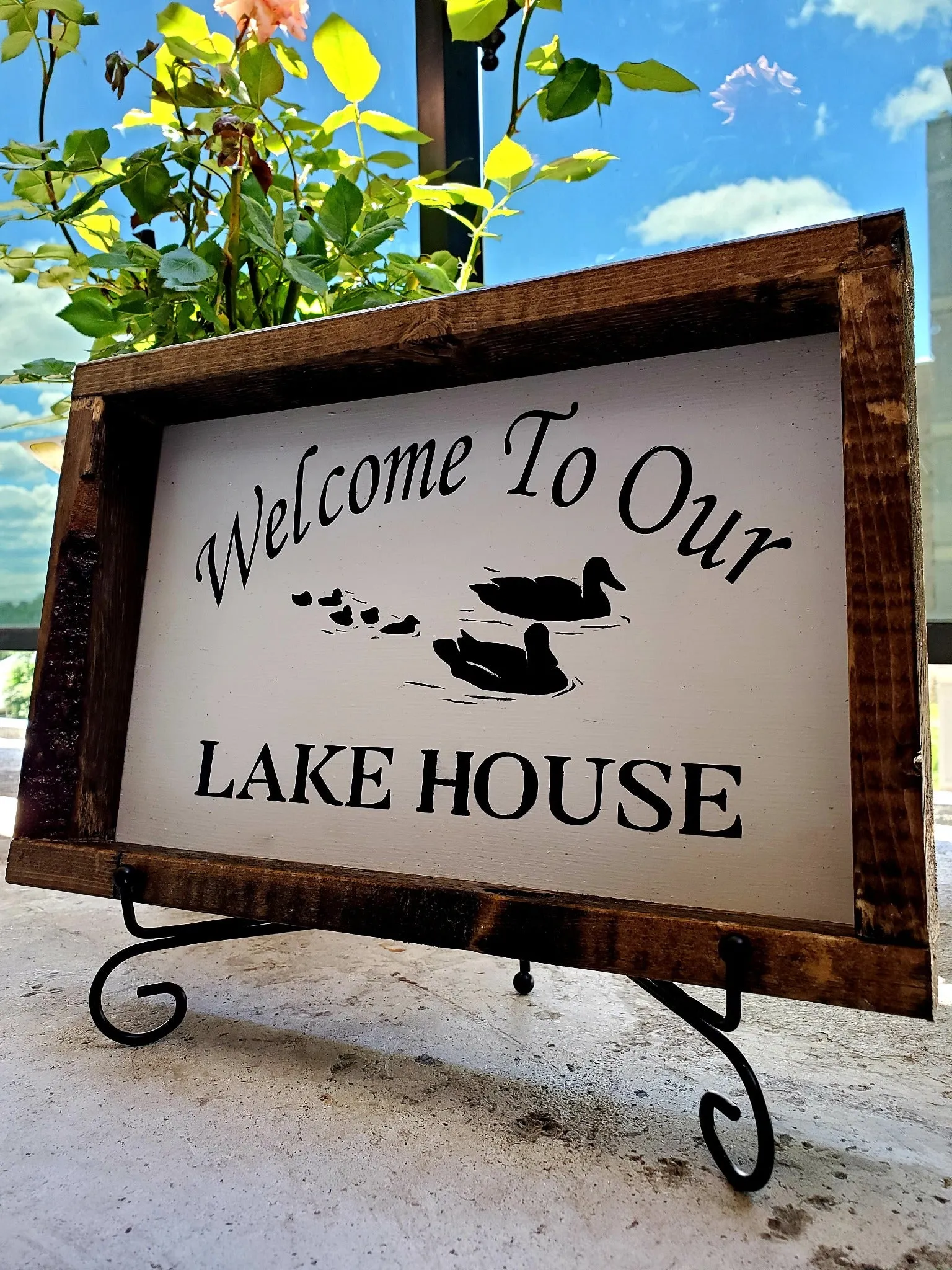 Welcome to Our Lake House Sign - A Rustic, Handcrafted Piece of Home Decor Perfect for Any Home