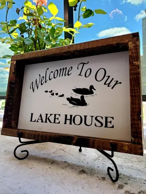 Welcome to Our Lake House Sign - A Rustic, Handcrafted Piece of Home Decor Perfect for Any Home