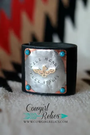 Wild Heart Free Spirit Thunderbird Leather Cuff