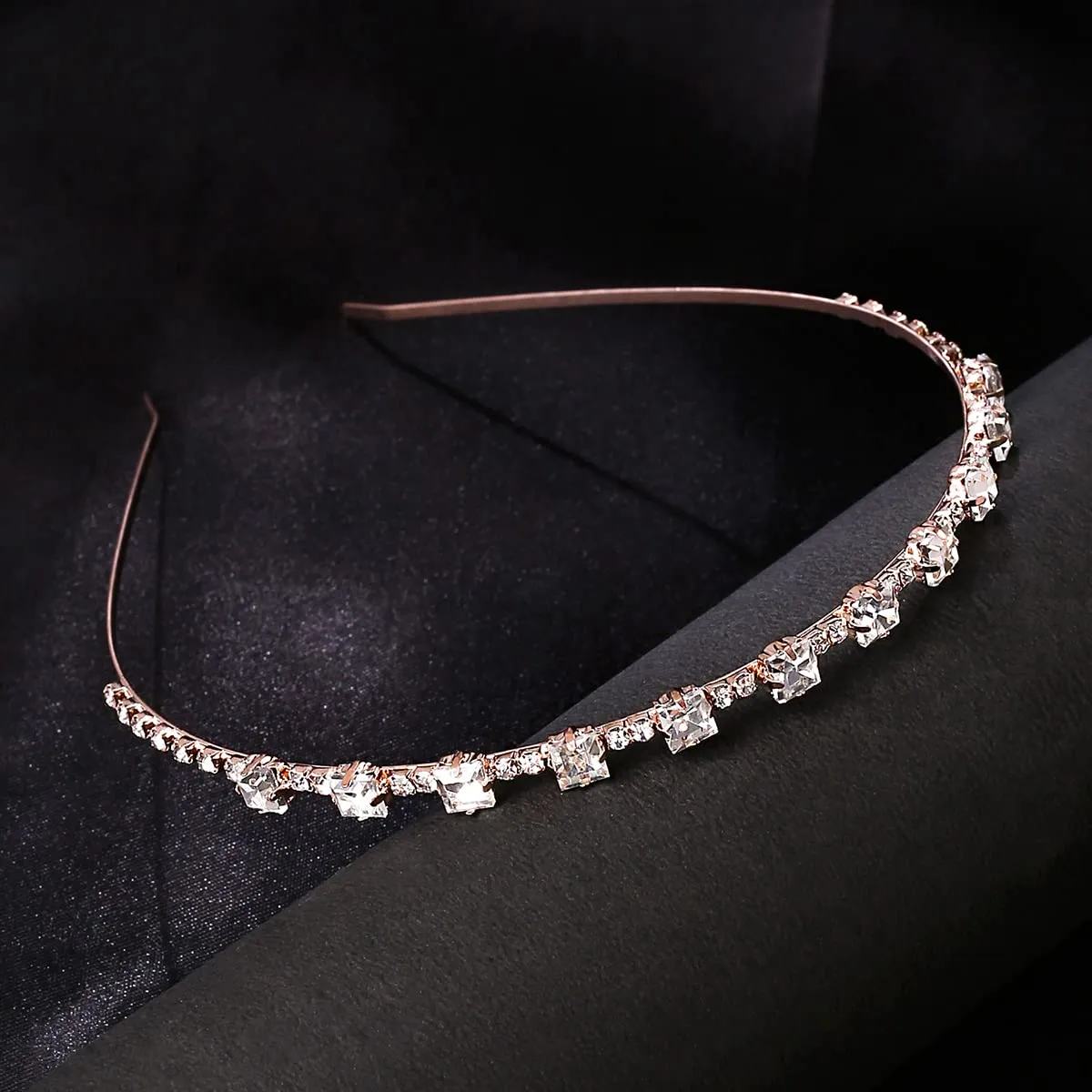 Yellow Chimes Hair Band for Girls & Women Hair Accessories for Women Hairband for Women Head Band Bridal Crystal Headpeice Hairband for Women Birthday Gift for Women & Girls (Rosegold Hair Band)