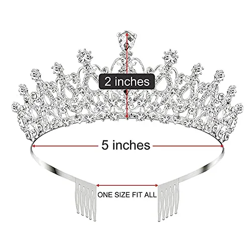 Yellow Chimes Tiara for Women and Girls Silver Crown for Women White Crystal Studded Bridal Wedding Crown Tiaras for Women and Girls Gift For Women & Girls Valentine Gift for Girls
